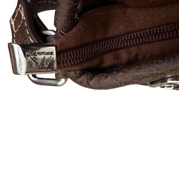 MONTANA WEST laser Cut-Out Buckle Brown Embossed Leather & Studs Concealed Carry - Picture 8 of 12
